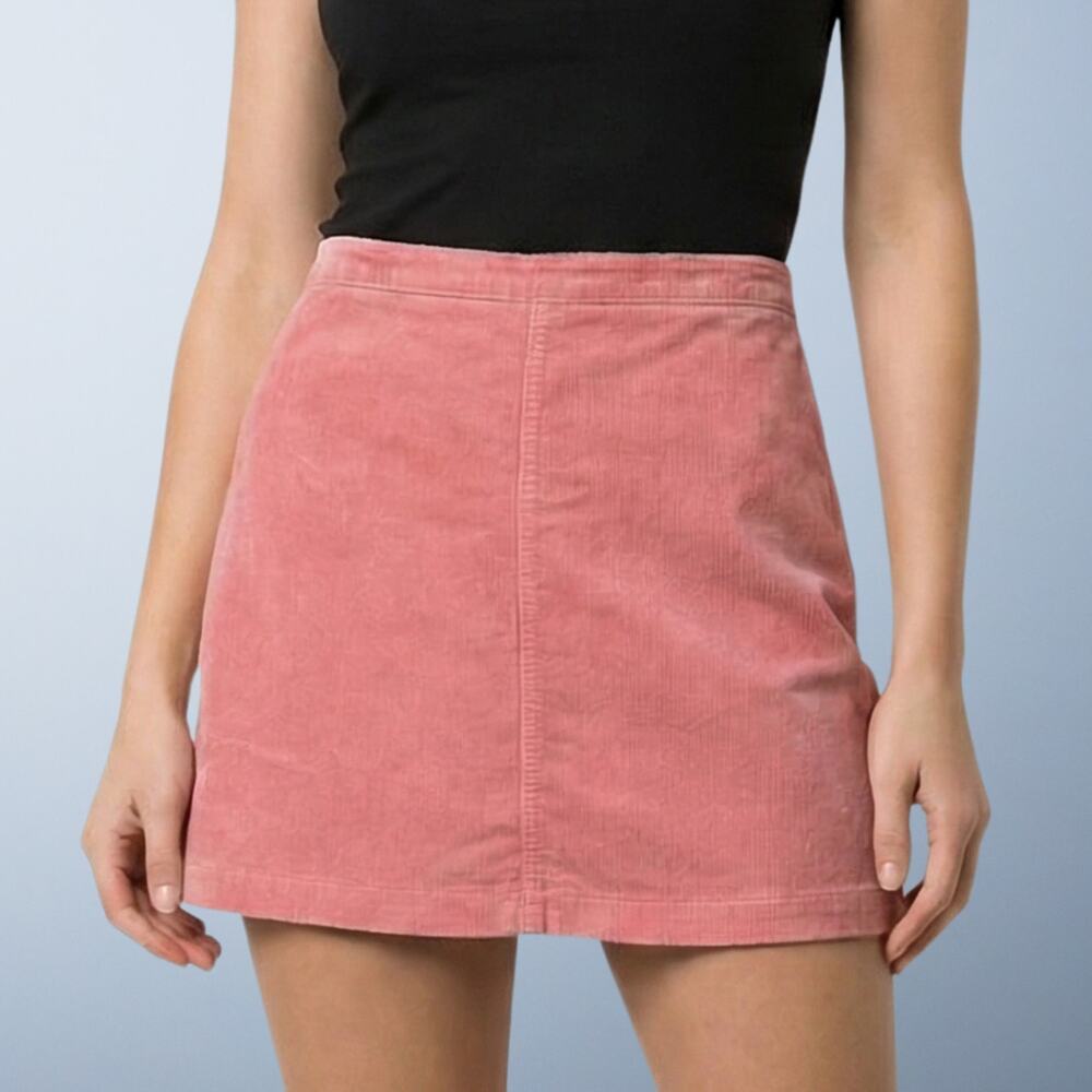 Forever 21 Dusty Rose Corduroy High-Waisted A-Line Mini Skirt Size Large